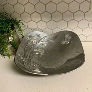 Lenox metal fruit salad bowl butterflies flower or